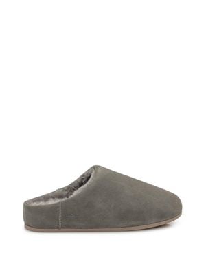 UGG Suede Shearling-Lined Slippers - Gray