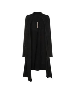 Rick Owens Long Wool Scarf With Ribbed Trim - Black