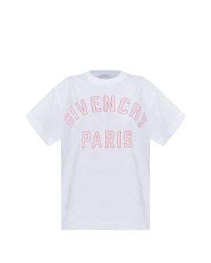 Givenchy Relaxed-Fit Crew Neck Cotton T-Shirt (Model Wears Size S) With Embroidered Paris Patch - White
