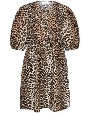 Ganni Organic Cotton Mini Dress - Brown