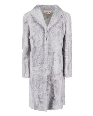 Marni Long Fur Coat - Gray