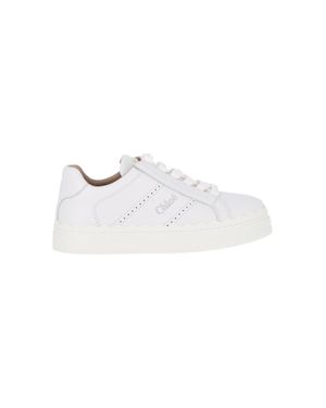 Chloé Leather & Cotton High-Top Sneakers For - White