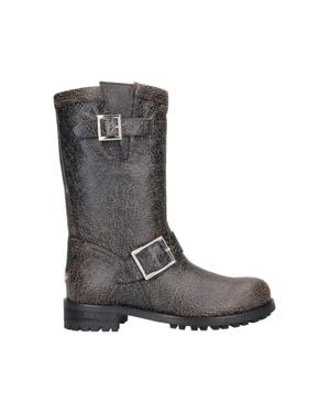 Jimmy Choo Buckle Mid-Calf Combat Boot - Black
