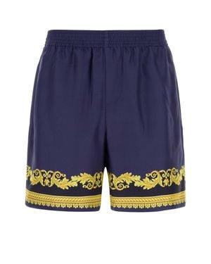 Versace Silk Bermuda Shorts - Blue