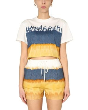 Alberta Ferretti Cropped Printed T-Shirt - Blue
