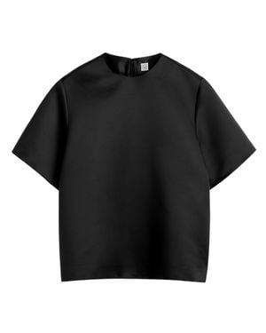 TOTEME Duchesse Satin T-Shirt With Wide Sleeves And Concealed Zipper - Black