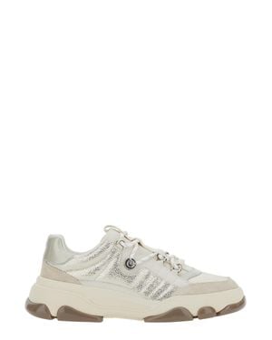 Pinko Athena Leather Sneaker With Laminated Details - White