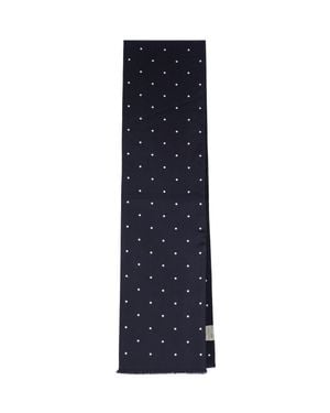 Destin Silk Scarf With Dot Pattern - Blue