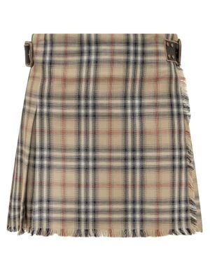 Burberry Fringed Mini Skirt With Check Pattern - Multicolor