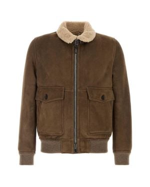 Moorer Fiano Shearling Bomber Jacket - Brown