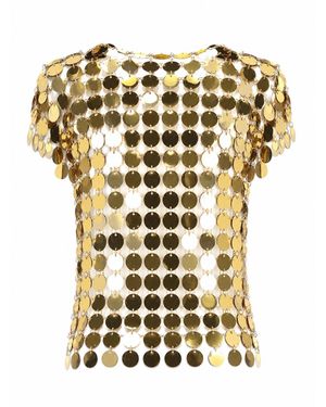 Rabanne Disc Sequin Off-Shoulder Top - Metallic