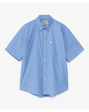 Carhartt Vertical-Stripe Short-Sleeve Shirt - Blue