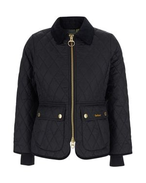 Barbour Tech Fabric Quilted Jacket With Logo Lettering - Black