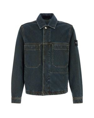 Stone Island Cotton Biker Jacket - Blue