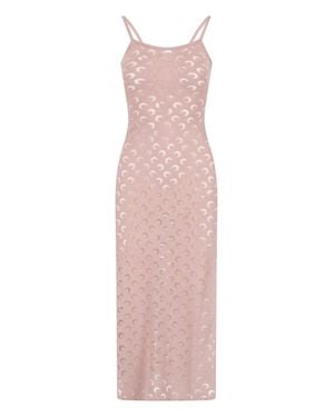 Marine Serre Muted Crescent Moon Bodycon Midi Dress - Pink