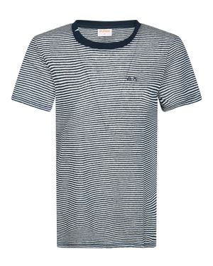 Sun 68 Linen Striped Mini T-Shirt For - Blue