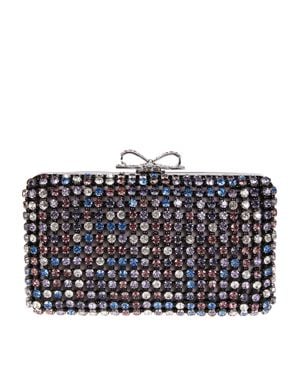 Self-Portrait Crystal Embellished Clutch Bag - Black