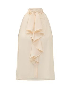 Alberta Ferretti Crepe De Chine Top - Natural