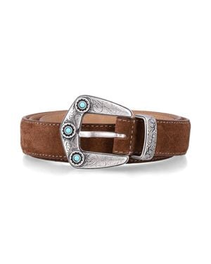 Mancini 1979 Western-Style Leather Belt With Ornate Buckle - Brown