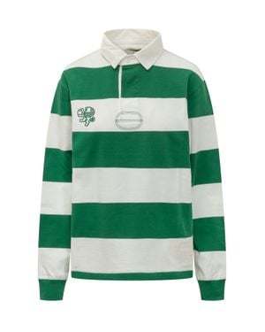 Woc Striped Polo With Collar - Green