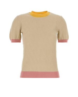 Fendi Sand Cotton Blend Sweater - Brown