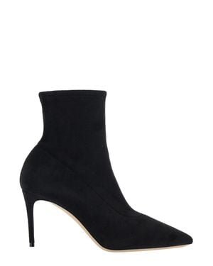 Casadei Julia Eco-Suede Pointed Slip-On Ankle Boots With 8 Cm Stiletto Heel - Black
