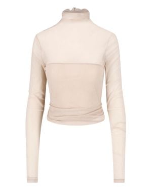 Lemaire Sheer Fitted Turtleneck Top - White