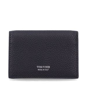 Tom Ford T Line Embossed Deer-Print Leather Card Holder With Elongated T Detail - Blue