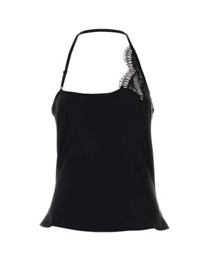 Courreges Lace One Shoulder Top - Black