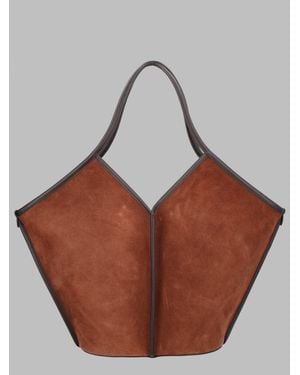 Hereu Tote Bag Calella Suede Leather Calf Hand - Brown