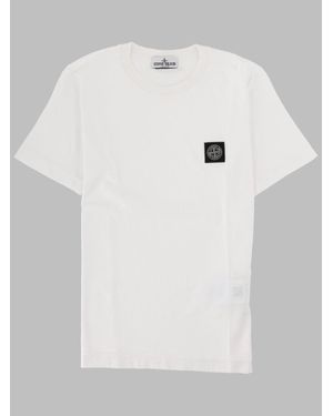 Stone Island Mini Graphic Tee For Boys - White