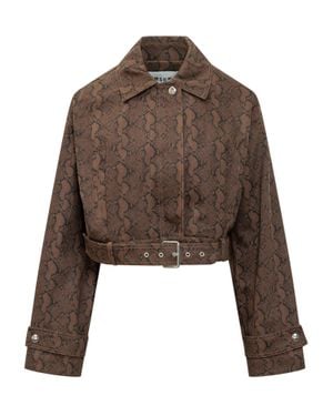 MSGM Mini Belted Short Jacket - Brown