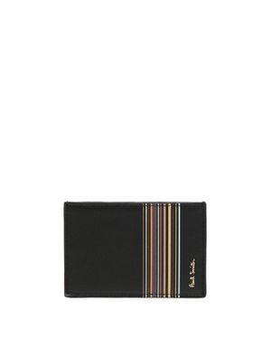 Paul Smith Signature Striped Leather Cardholder - Black