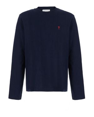 Ami Paris Long-Sleeve T-Shirt With Ami Of Coeur Logo - Blue