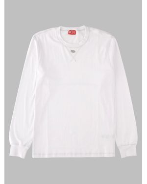 DIESEL Stretch Cotton Rib Sweatshirt - White