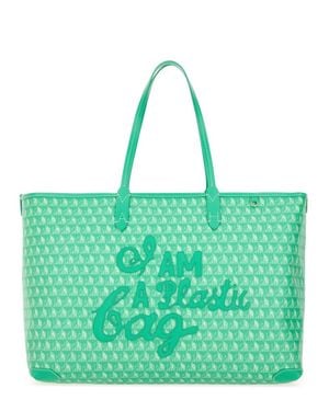 Anya Hindmarch I Am A Plastic Bag Zipped Motif Tote - Green