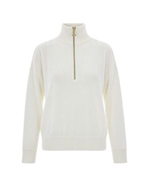 Patrizia Pepe Half-Zip Turtleneck Sweater - White