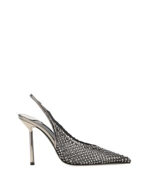 Le Silla Embellished Mesh Gilda Pumps With 10 Cm Heel - White