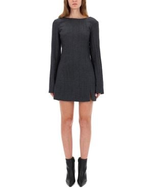 Our Legacy Fitted Mini Dress With Deep Scoop Back And Ribbed Texture - Black