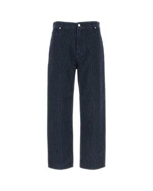 Fendi Embroidered Stretch Denim Jeans - Blue