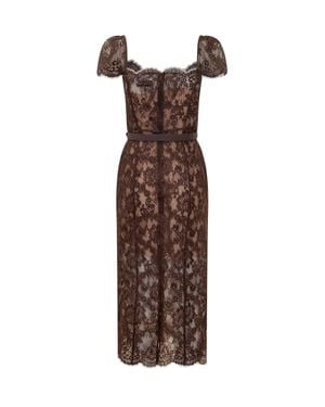 Self-Portrait Floral Midi Dress For Fall 2026 - Brown