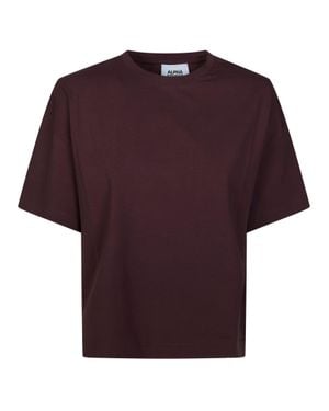 Alpha Studio Boxy Cotton Stretch T-Shirt - Red
