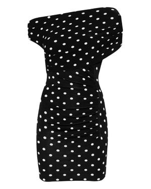 Self-Portrait Polka Dot Knit Mini Dress - Black