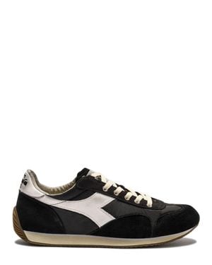Diadora Stonewash Fabric Sneaker With Suede Details And Wax Finish - Black