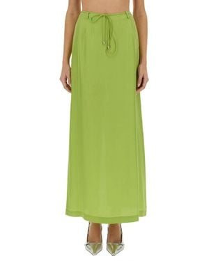 Alysi Long Silk Skirt - Green