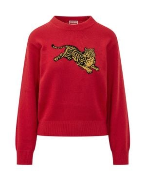 KENZO Jumping Tiger Knit Sweater - Red