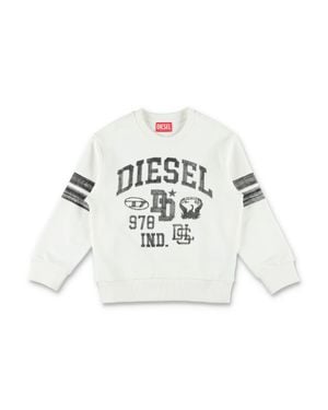 DIESEL Boys Soft Cotton Collegiate Graphic Sweatshirt With Back 1978 Print - White