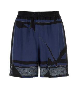 Versace Silk Bermuda Shorts - Blue