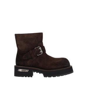 Balenciaga Suede Buckle Ankle Boots - White