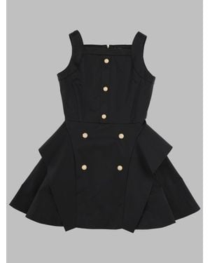 Balmain Mini Soft Fabric Dress For Girls - Black